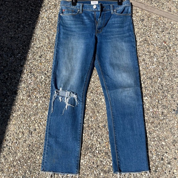 Hudson Blair High Rise Straight Distressed Crop Jeans - Picture 3 of 14